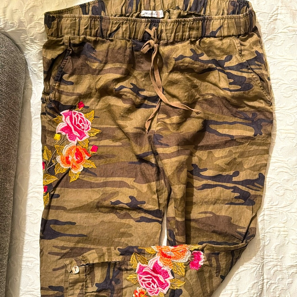 Johnny Was embroidered joggers.